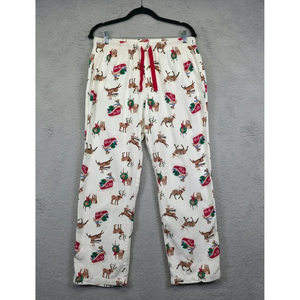 Old Navy Pajama Pants Womens M White Christmas Holiday Reindeer Gifts Loungewear